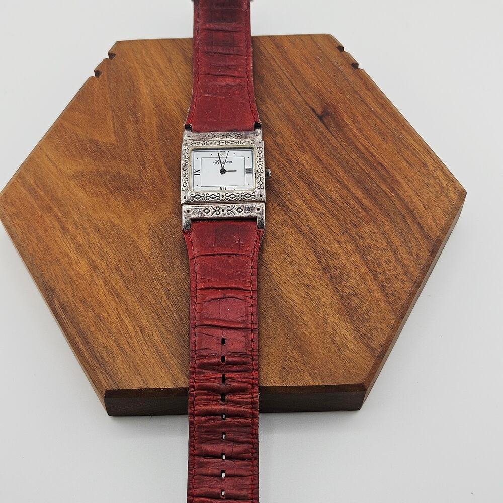 Brighton Plymouth Artsy Square Dial Watch Brown Leather Brand Bohemian Western - Picture 4 of 7